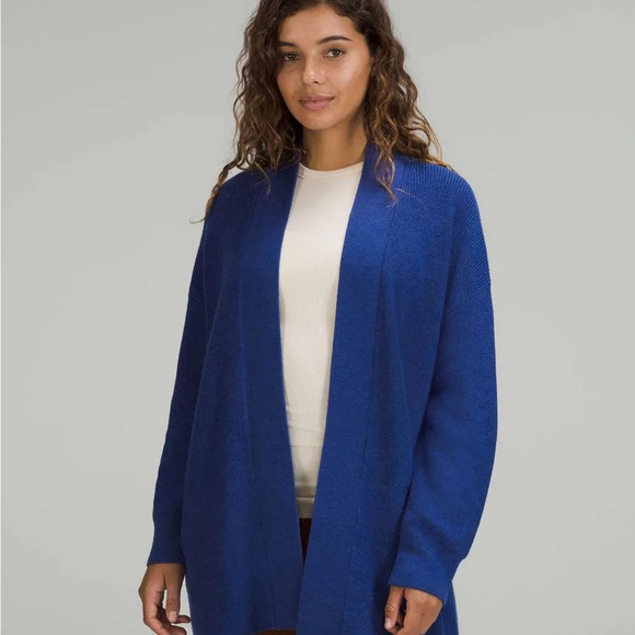 🆕 Lululemon Merino Wool-Blend Rib Long Wrap Sweater - Heathered Psychic - Picture 7 of 7